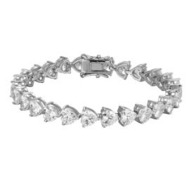 Heart Brilliant Cut Lab-Grown Diamond Tennis Bracelet in 18K White Gold (6 Ct., TW, 15pts each)