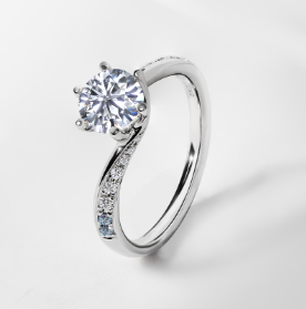 Lovers Engagement Ring - Blue Diamond