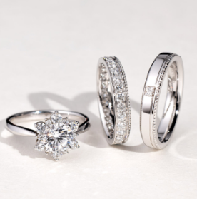 Engagement Ring and Wedding Bands from ALUXE
