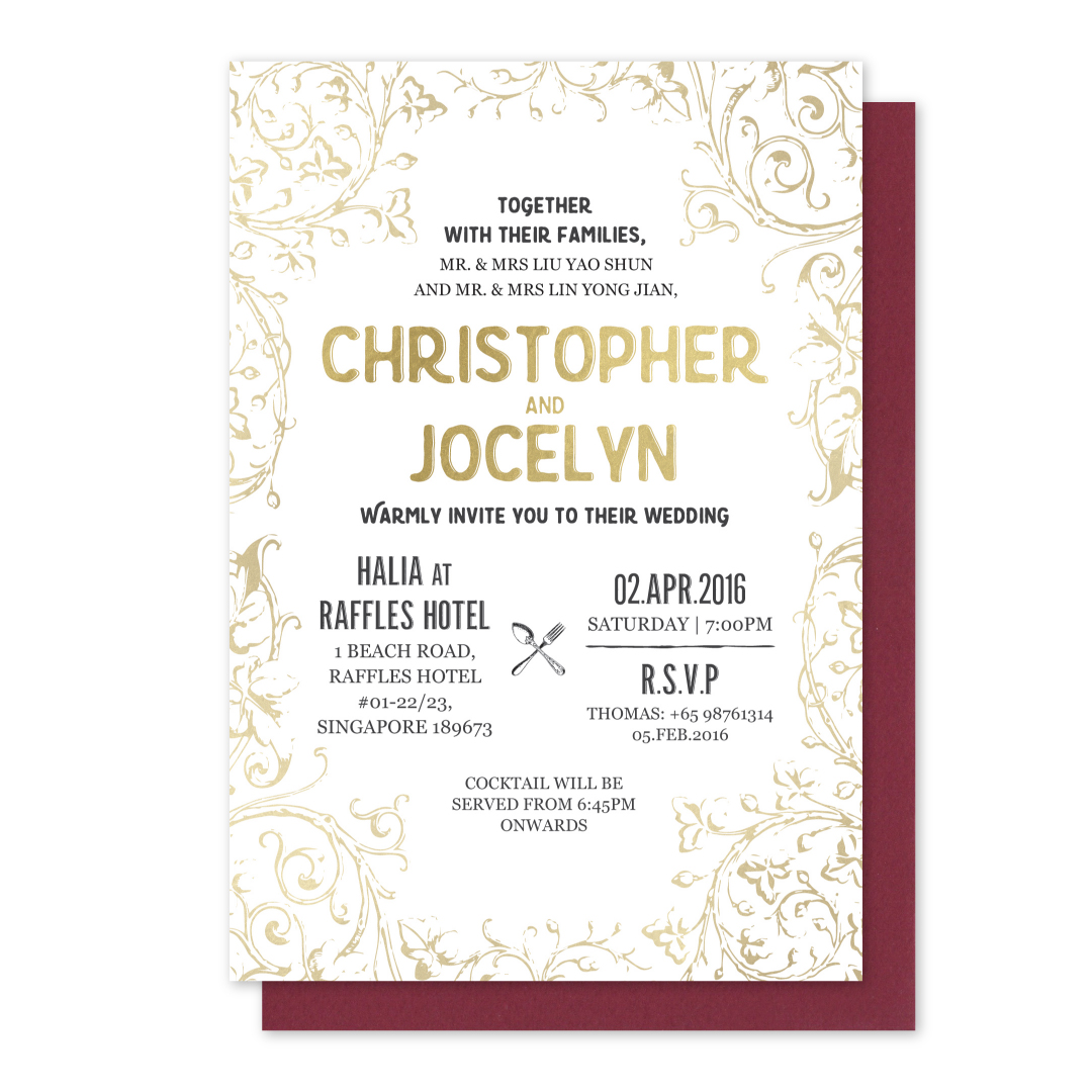 Ornate Baroque Mirror (Gold) Invitation Card