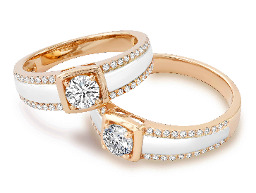 Wedding Ring in 18K White and Rose Gold(Pair)