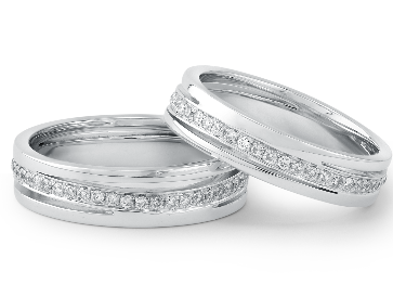 Wedding Ring in 18K White Gold(Pair)