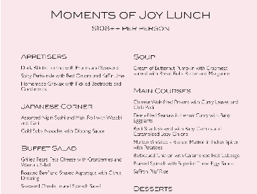 Wedding Package 2018 (Buffet Menu)