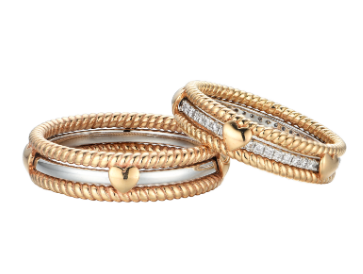 18K WHITE & ROSE GOLD RING, 2-IN-1 STACKING RING