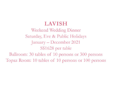 2021 Lavish Wedding Weekend Dinner Package