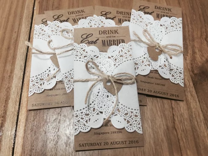 RUSTIC LACE INVITATION  BY LA GRAZIA WEDDING & PARTY SUPPLIES