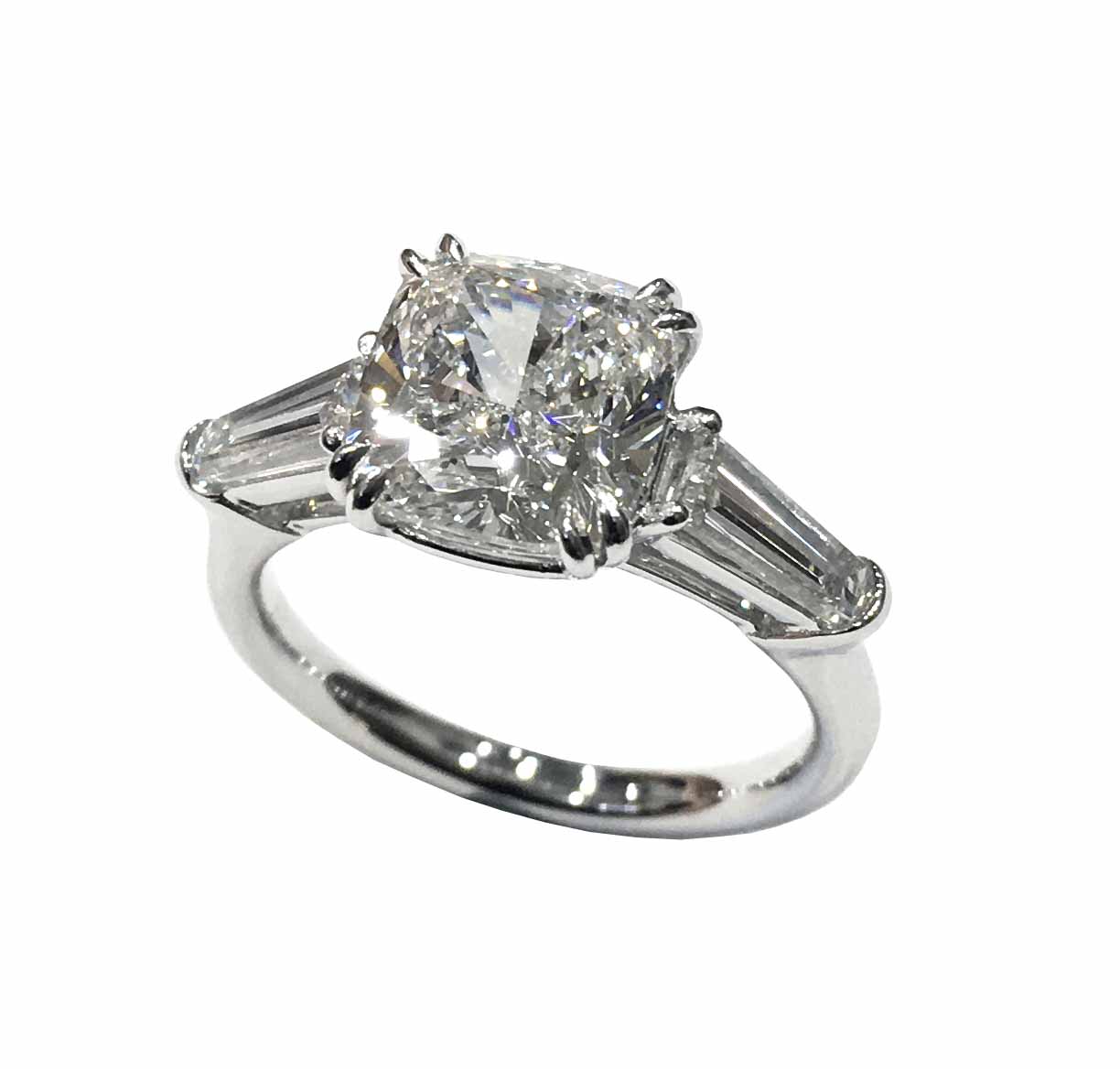 Cushion Diamond Solitaire Ring In 18k White Gold.