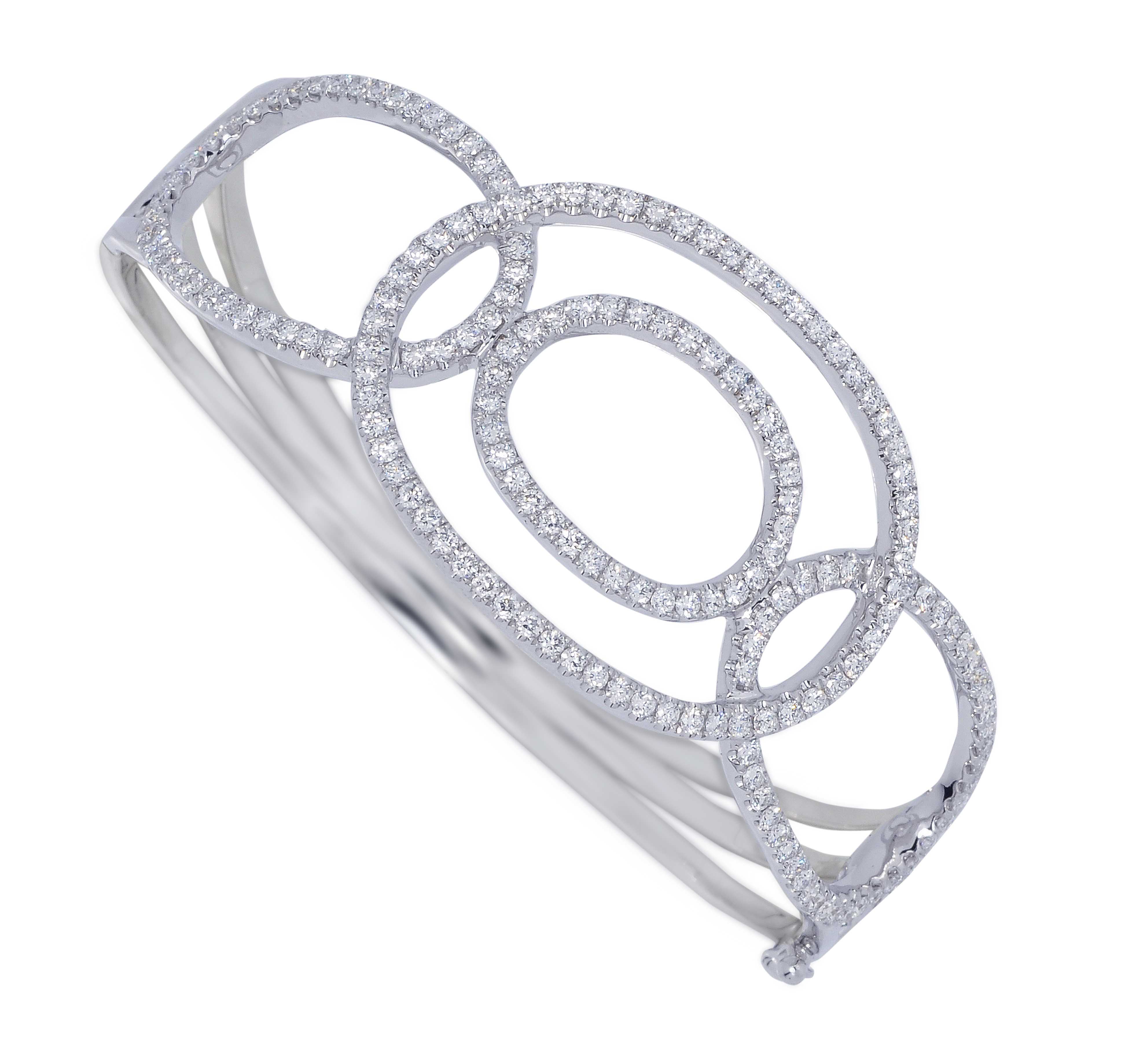 Diamond Bangle In 18k White Gold.