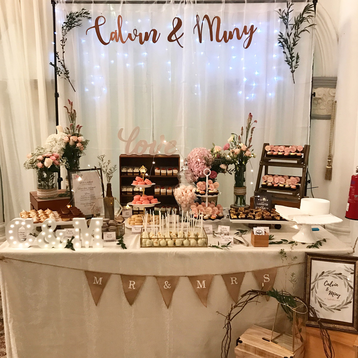 Rustic Blush Pink White & Gold at CHIJMES