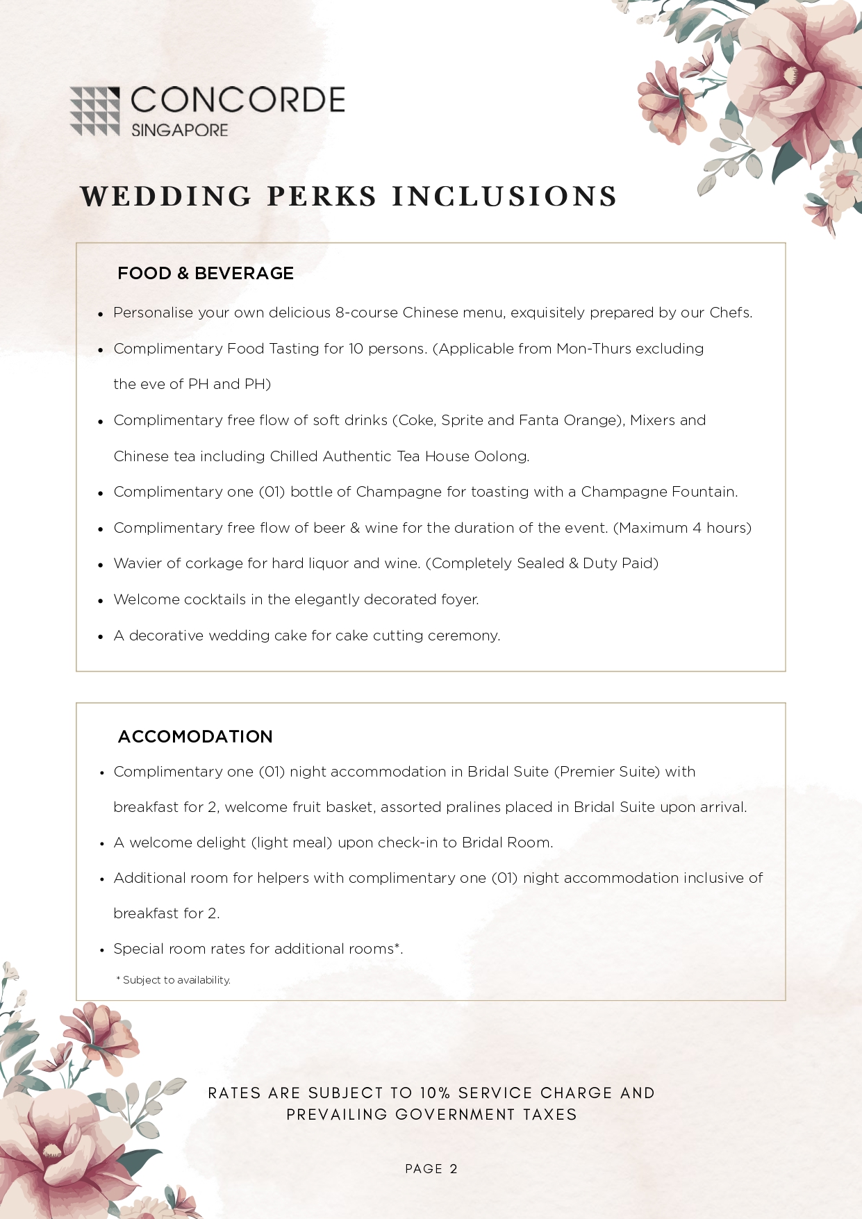 2027 & 2028 Wedding Lunch Package