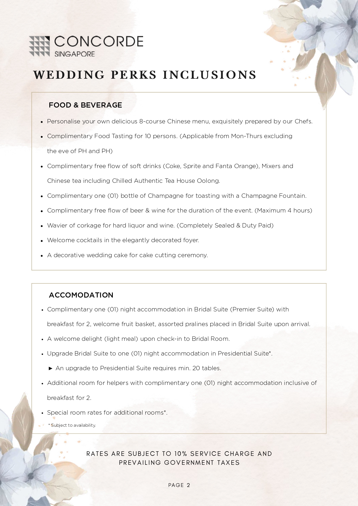 2027 & 2028 Wedding Dinner Package