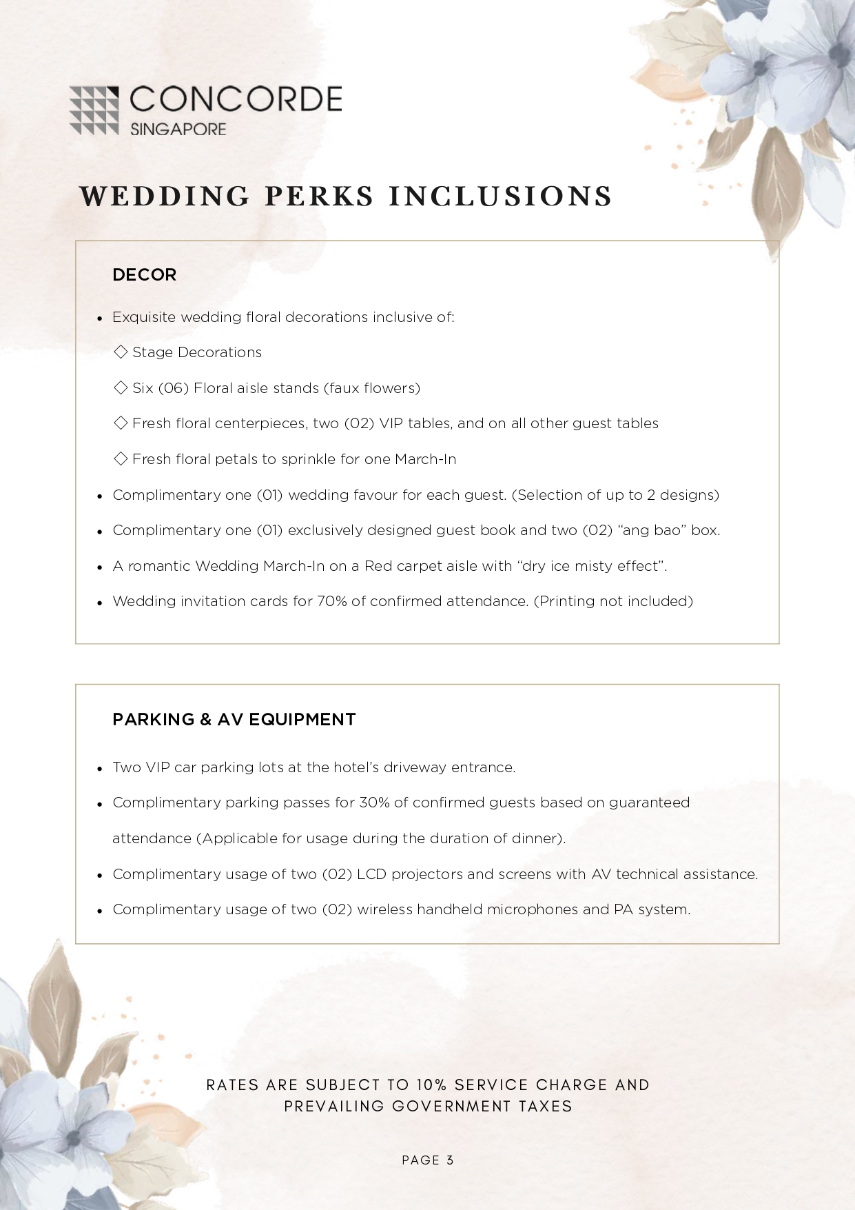 2027 & 2028 Wedding Dinner Package
