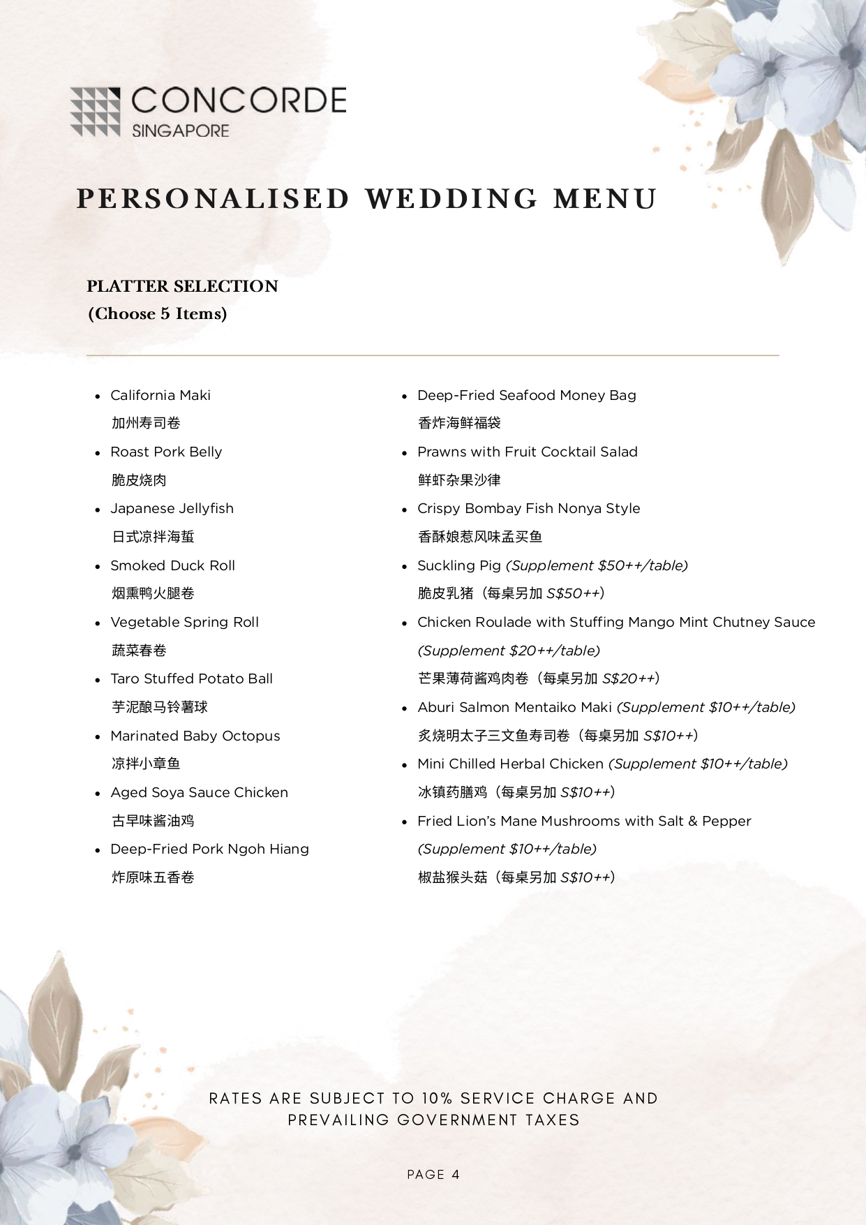 2027 & 2028 Wedding Dinner Package