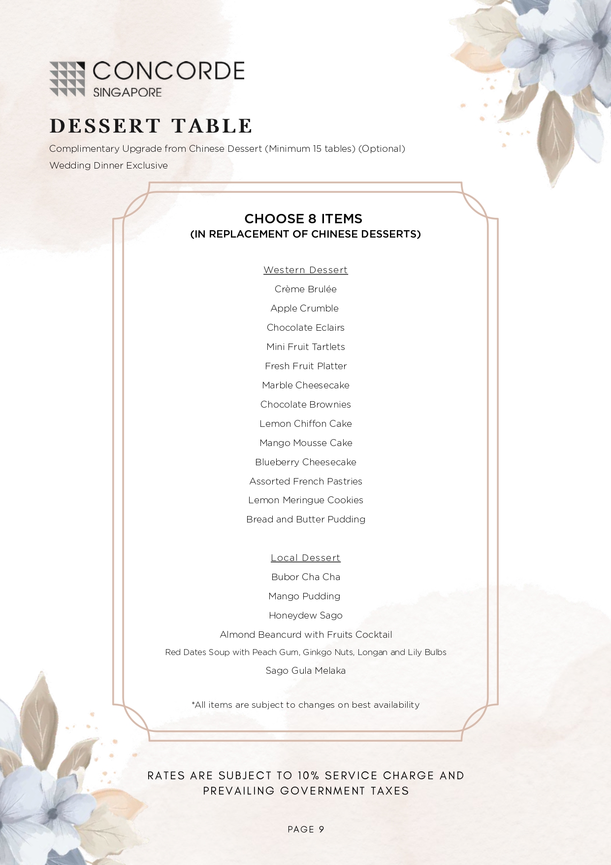 2027 & 2028 Wedding Dinner Package